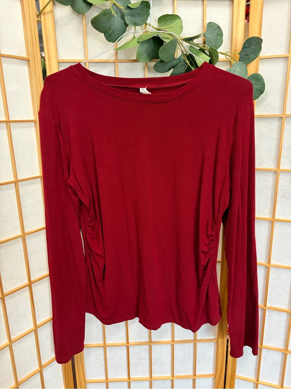 Women’s Long Sleeve Crewneck Top - Burgundy